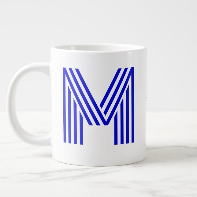 Initial und Name der personalisierten Monogramm |  Jumbo-Tasse (Links)