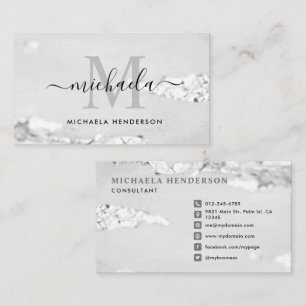 Initial und Name der Silver Foil Monogram Visitenkarte