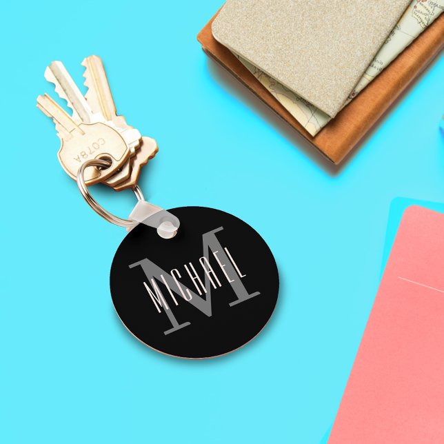 Initial und Vorname des Monogrammes Schwarz und We Schlüsselanhänger (Von Creator hochgeladen)