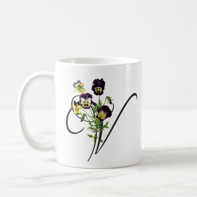 Initial V mit Vintagen Violas Kaffeetasse (Links)