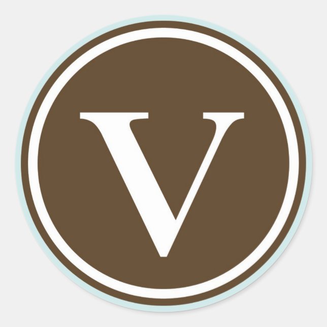 Initial-V-Monogramm-Siegel-Gastgeschenk Runder Aufkleber (Vorderseite)