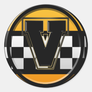 Initial V Taxifahrer Runder Aufkleber