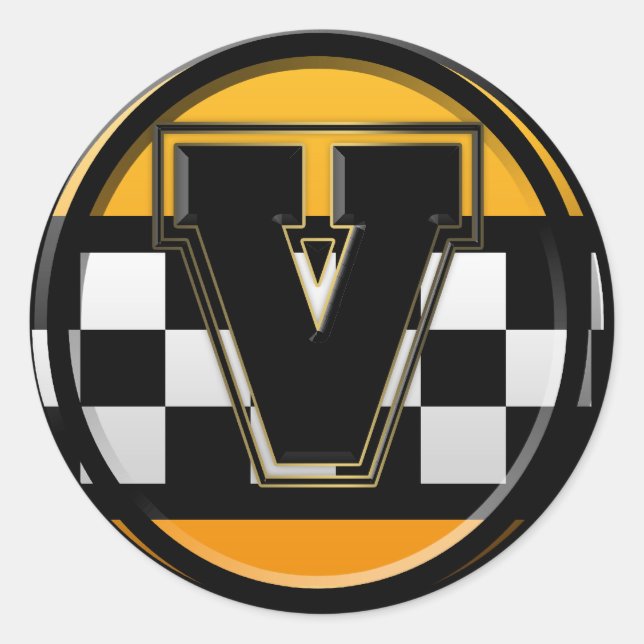 Initial V Taxifahrer Runder Aufkleber (Vorderseite)