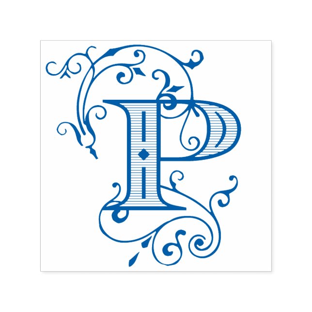 Initial Viktorianisch Letter P Monogram Permastempel (Design)