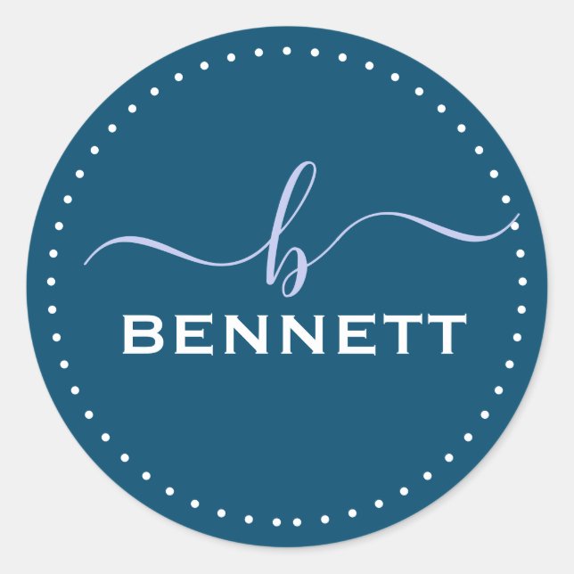 Initial, vollständiger Nachname Personalisiert Runder Aufkleber (Vorderseite)