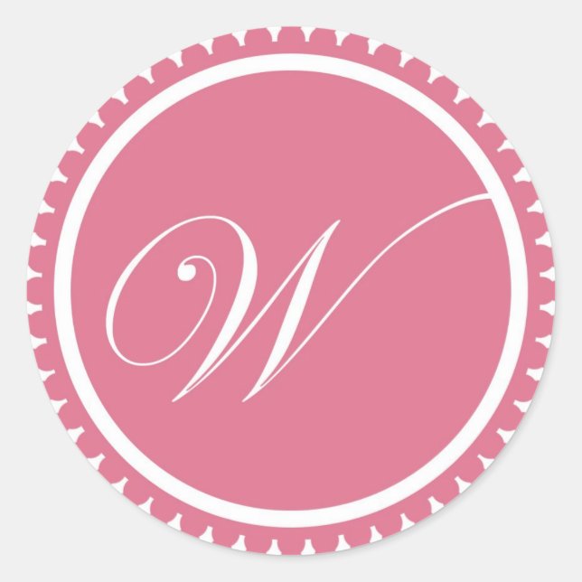 Initial-W-Prinzessin-Monogramm-Siegel-Gastgeschenk Runder Aufkleber (Vorderseite)
