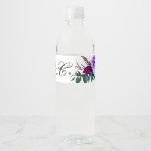 Initial Water Flasche Label Lavender Hibis Wasserflaschenetikett