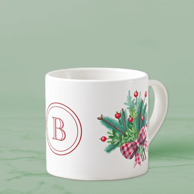 Initial, Watercolor Berries & Greenery Bouquet 6oz Espressotasse (Von Creator hochgeladen)