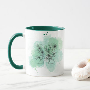 Initial X Aquarell Monogram Green Botanical Tasse