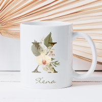 Initial X Boho Floral Orchid Greenery Individuelle