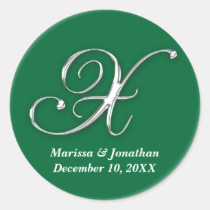 Initial X grüner monogramm individuelle Name favor Runder Aufkleber