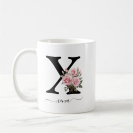 Initial x Monogramm Blume Floral Rosenrot Tasse