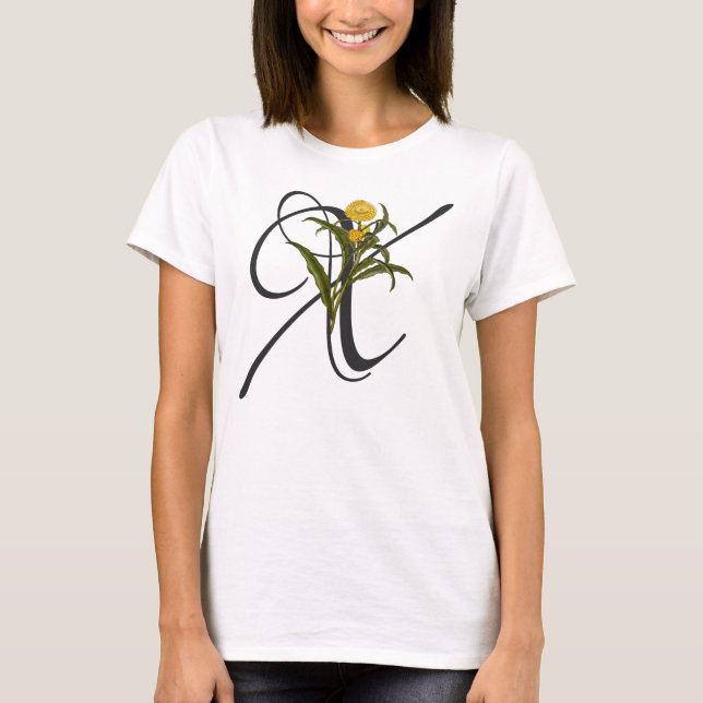 Initial X, Xerochrysum bractea T - Shirt (Vorderseite)