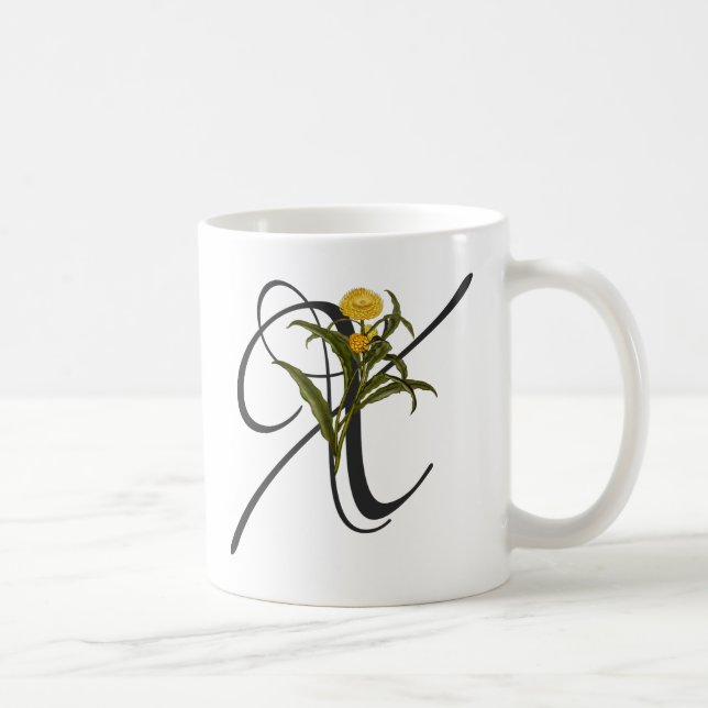 Initial X, Xerochrysum bractea Tasse (Rechts)