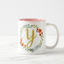 Initial Y: Botanische Blume Wreath Gold Monogram