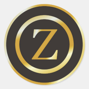 Initial Z Gold Monogram Wedding Stickers