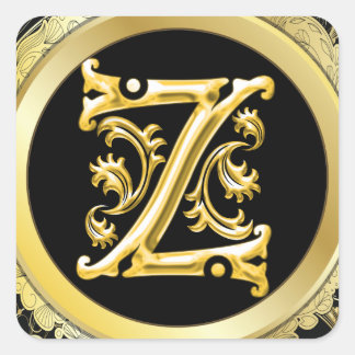 Initial Z Letter Sticker in Gold
