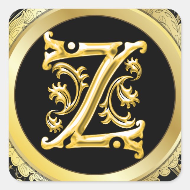 Initial Z Letter Sticker in Gold (Vorderseite)