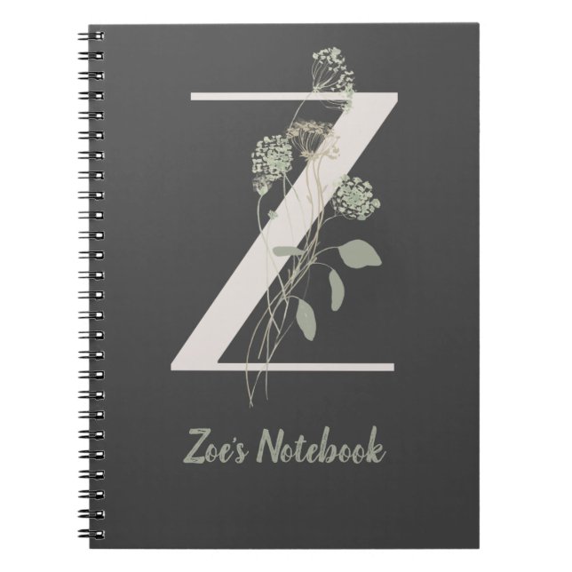 Initial Z mit Blume für weiche Farben Notizblock (Vorderseite)