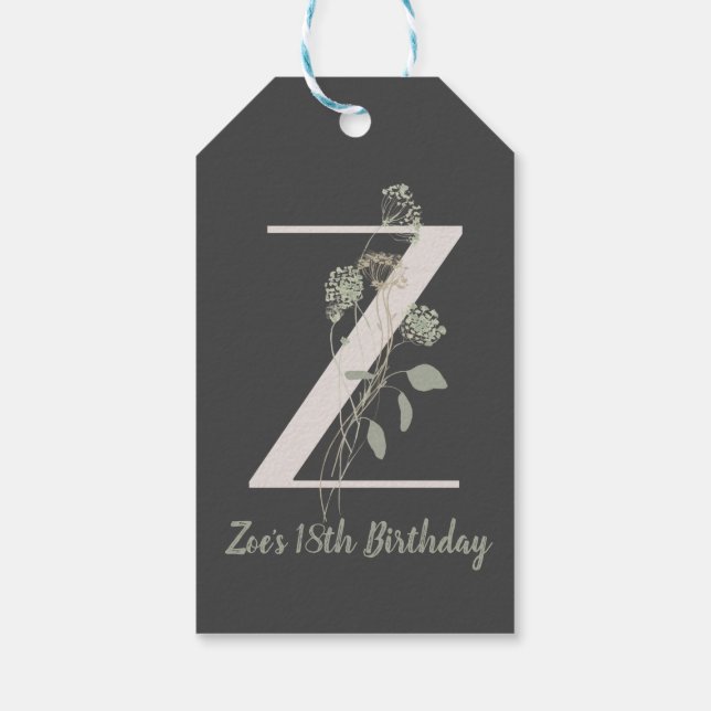 Initial Z mit Soft-Blume Custom Classic Geschenkanhänger (Rückseite)