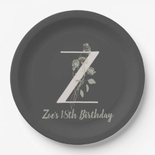 Initial Z mit Soft Color Blume Custom Classic P Pappteller