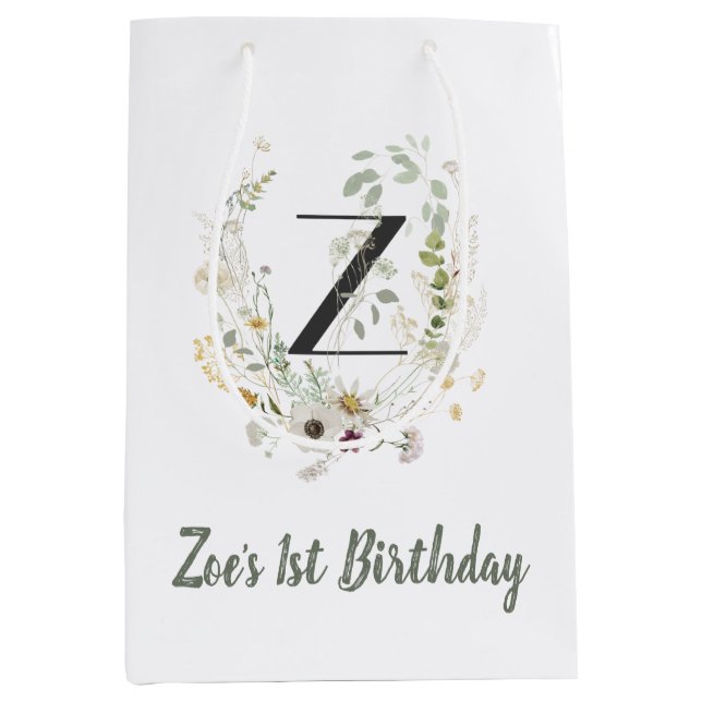 Initial Z mit weicher Blume Mittlere Geschenktüte (Vorderseite)