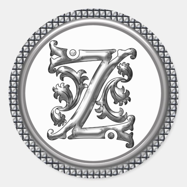 Initial Z Round Aufkleber in Silver (Vorderseite)
