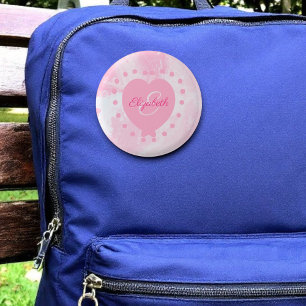 Initialbrief der Girly Pink Heart Chic Monogram Button