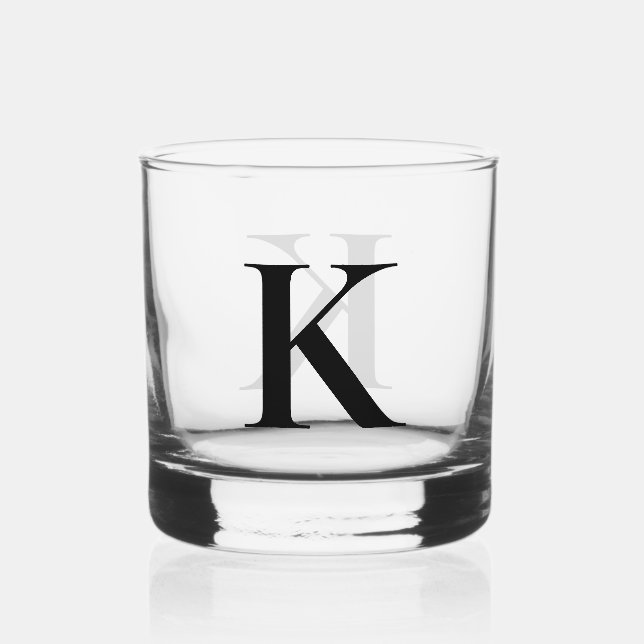 Initialbrief der Minimalistischen Monogramm Whiskyglas (Vorderseite)