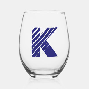 Initialbrief für das Blue Modern Monogram in Midni Weinglas Ohne Stiel