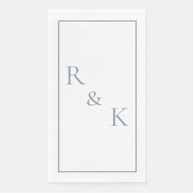 Initialbrief für das Dusty Blue Monogram Wedding 2 Serviette (Vorderseite)