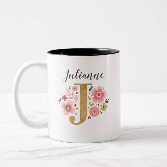 Initialbrief J Zweifarbige Tasse (Links)