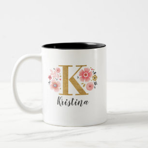 Initialbrief K Zweifarbige Tasse