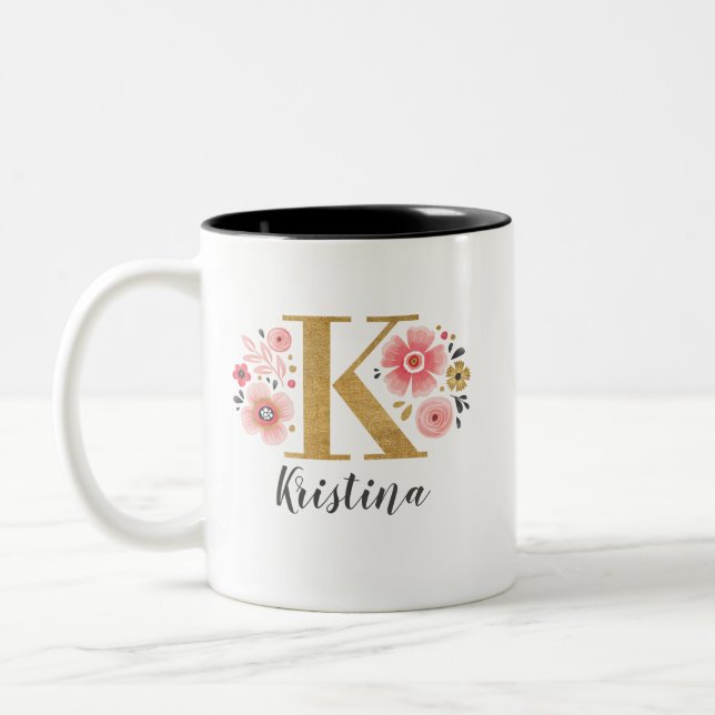 Initialbrief K Zweifarbige Tasse (Links)