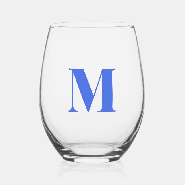 Initialbrief Royal Blue Modern Monogram Weinglas Ohne Stiel (Vorderseite)