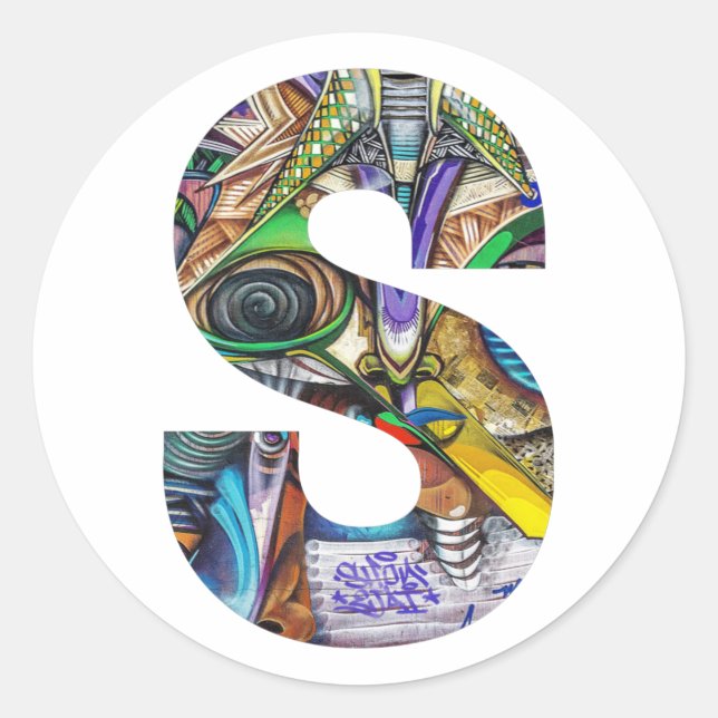 Initialbrief S Runder Aufkleber (Vorderseite)