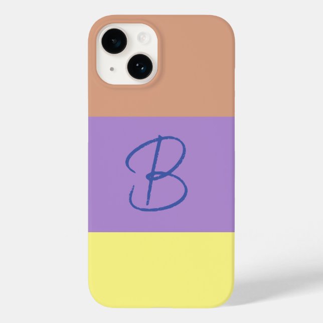Initialbrief von elegantem Pastel-Colorblock Case-Mate iPhone Hülle (Rückseite)