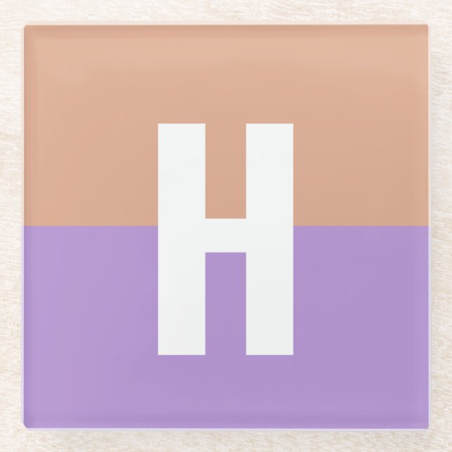 Initialbrief von elegantem Pastel-Colorblock Glasuntersetzer (Vorderseite)
