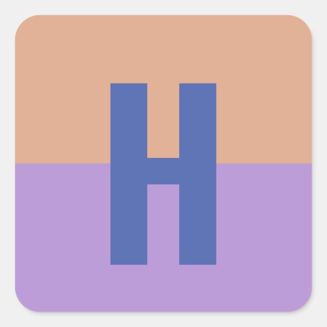 Initialbrief von elegantem Pastel-Colorblock Quadratischer Aufkleber (Vorderseite)