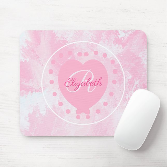 Initialbuchstabe des Chic Heart Monogram Pink Whit Mousepad (Mit Mouse)