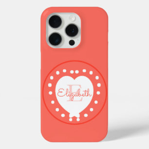 Initialbuchstabe für Chic Monogram Coral White Hea Case-Mate iPhone Hülle