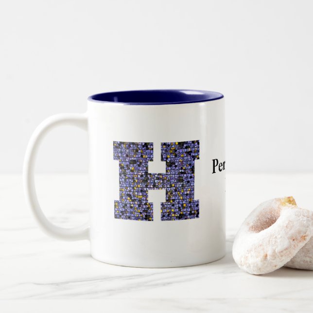 Initialbuchstabe H für das Mosaikglas Zweifarbige Tasse (Mit Donut)