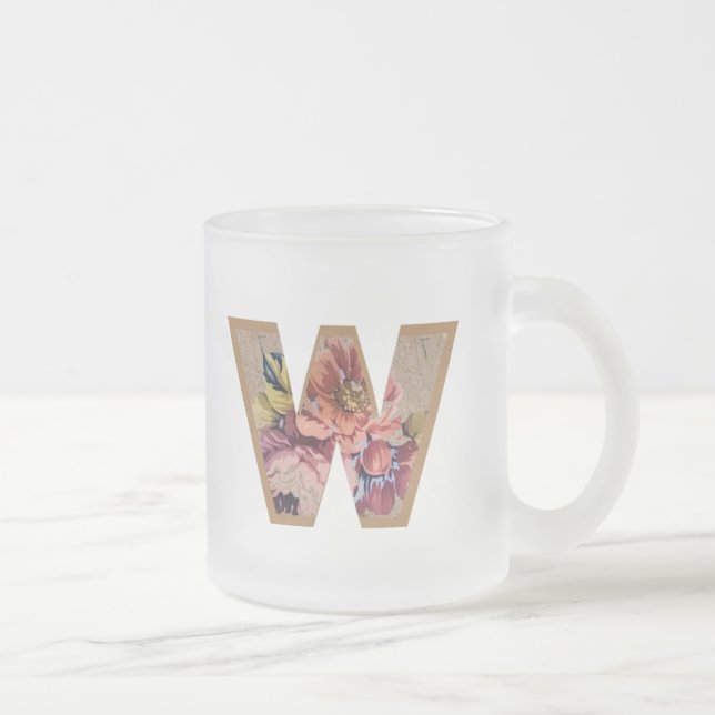 Initialbuchstabe W Monogramm für rustikale Flora Mattglastasse (Rechts)