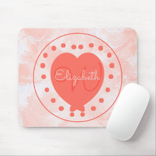 Initialbuchstaben des Chic Heart Monogram Coral Wh Mousepad
