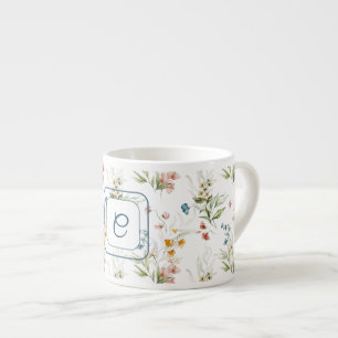 Initiale, Aquarell 1600er Blumenkunst 6oz Espressotasse