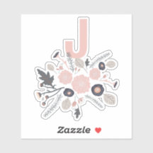 Initiale botanische Blume Schwarz-Pink-Muster