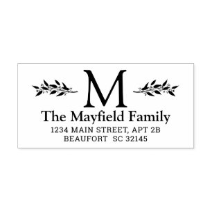 Initiale botanische Monogramm-Rücksendeadresse Gummistempel