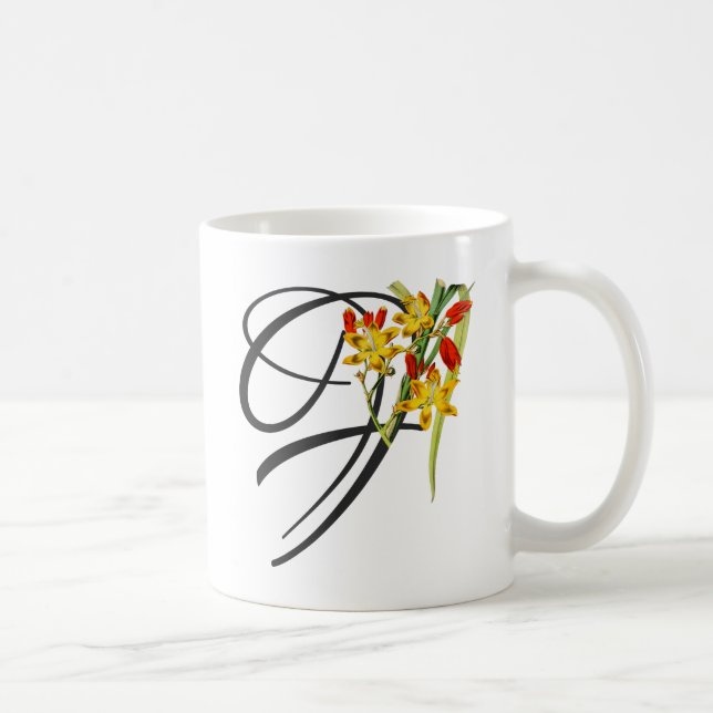 Initiale F, Vintage Falling Stars Kaffeetasse (Rechts)