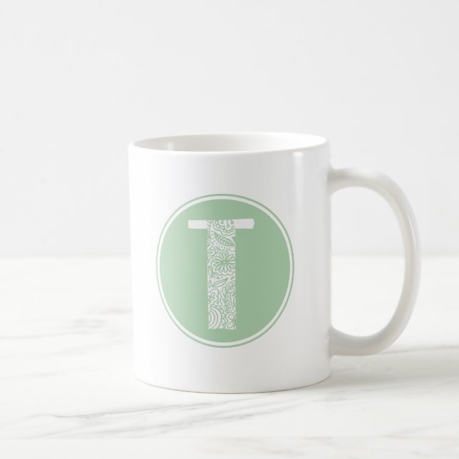 Initiale florale Monogramm Kaffeetasse (Rechts)