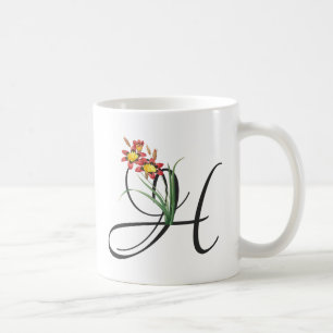 Initiale H, Vintage-Harlekin-Blumen-Kaffeetasse Kaffeetasse